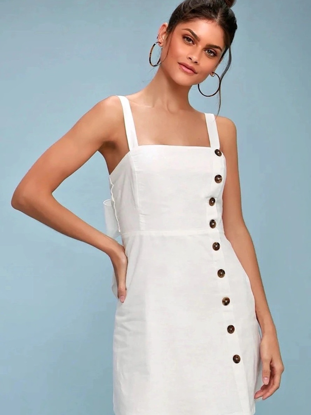 American Threads Mini Button Front Dress in White